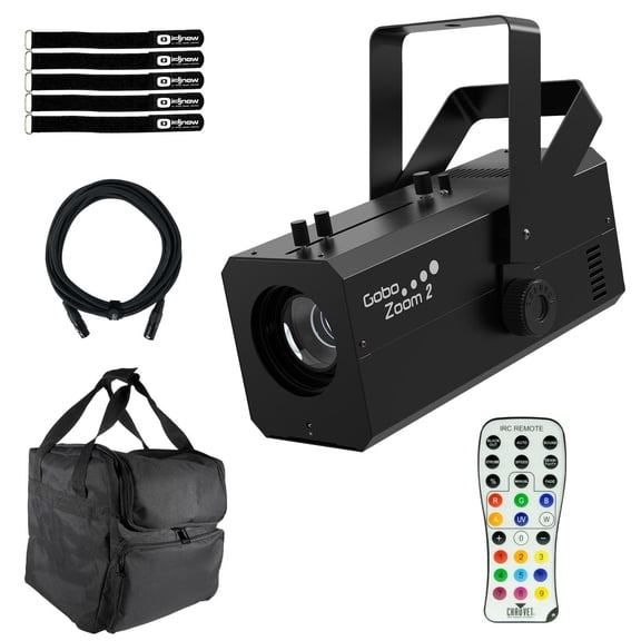 Chauvet DJ Gobo Zoom 2 High-Powered Custom Gobo Projector with Infrared Remote & Carry Bag Package