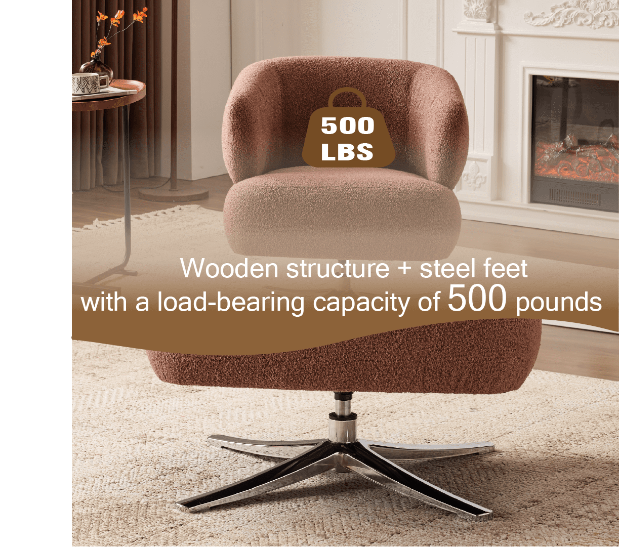 Swivel Chair, Accent Chair, Leisure Sofa With 360 Rotation Linen Fabric Thick Cushion For Living Room Balcony Study, Red Curved Armrest Sofa Chair