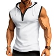 thumbnail image 2 of JoveMarine Men's Casual Color-Block Sports Tank Top, Hooded Sleeveless T-Shirt with Muscle Cut, Lightweight Breathable for Gym Workout Running and Summer Outdoor Activities White M, 2 of 5
