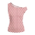 thumbnail image 4 of Lmueinov Womens Short Sleeve Tops Off One Shoulder Casual Slim Fit Polka Dot Gingham Striped Ombre Gradient Tank Tops 2026 Asymmetrical Going Out Sleeveless Tee Shirts for Daily Party Vacation, 4 of 5