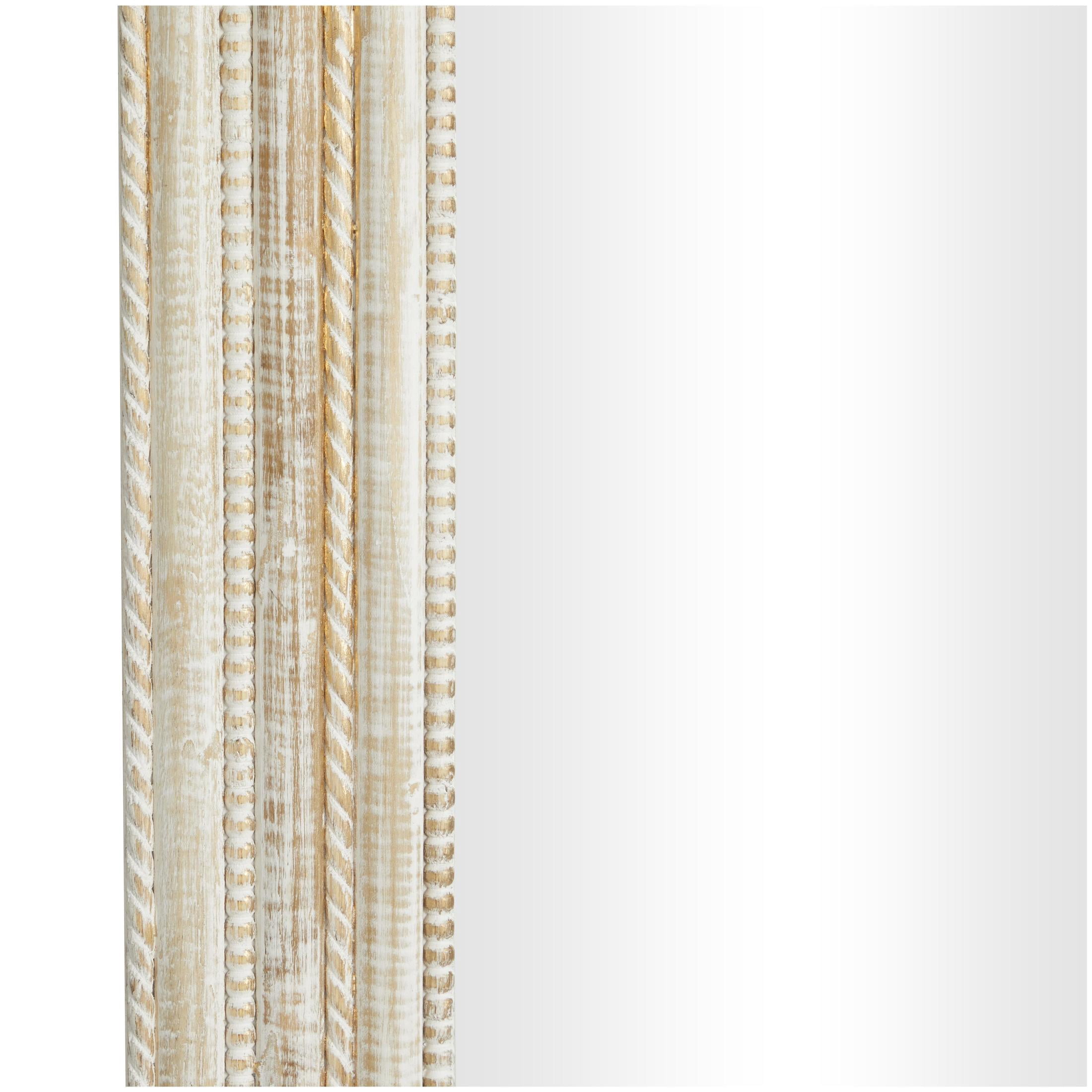 DecMode 44" x 44" Cream Handmade Wall Mirror with Ribbed Edged Frame