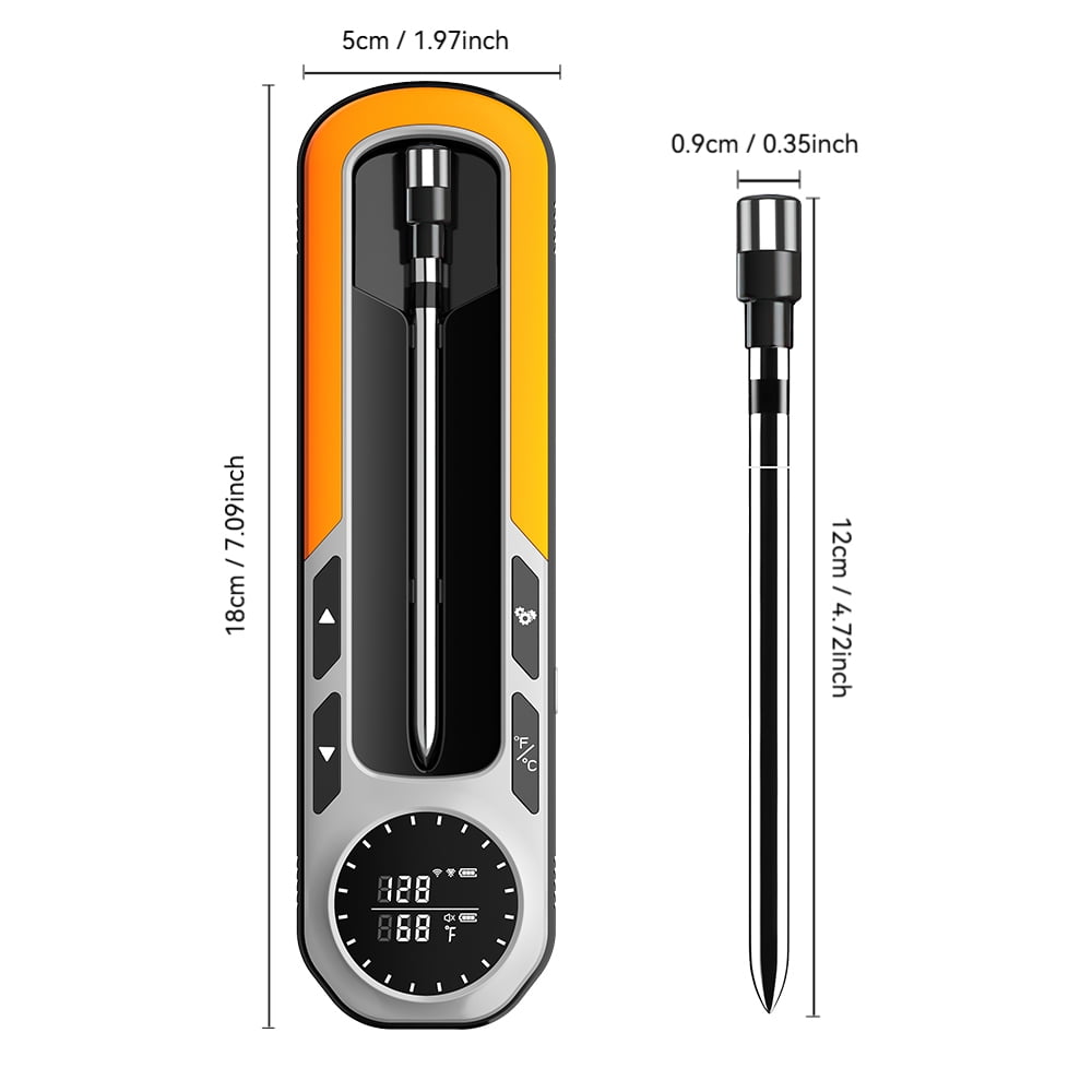 800FT Wireless Meat Thermometer with Bluetooth, Real-Time readings, App Compatibility for Grilling, BBQ, Smoking