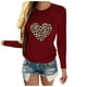 thumbnail image 2 of Pntutb Mujeres Día de San Valentín Casual Manga larga O Cuello Estampado de leopardo Top en forma de corazón Pntutb Pntutb-6556, 2 of 4