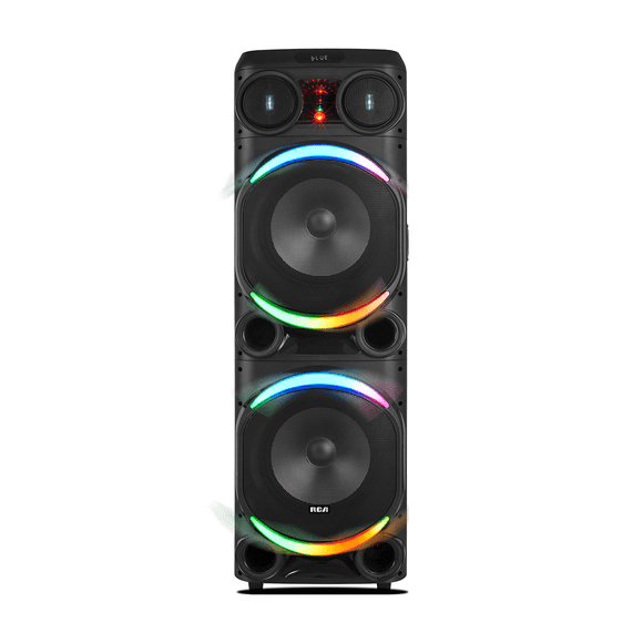 RCA Bocina Amplificada DBS212BT Doble Woofer 12'' + Tweeter 3” con Bluetooth, Luz Láser y Humo
