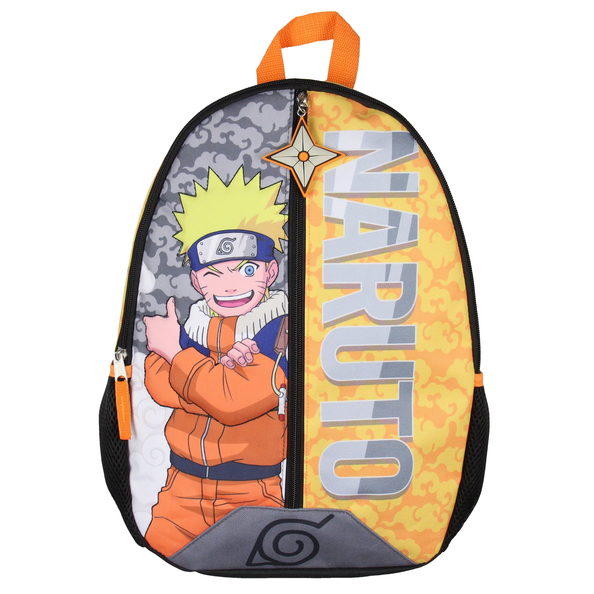 Naruto Backpack 3D Quilted Character 16" Kids School Travel Backpack w/ Rubber Shurukien Zipper Pull