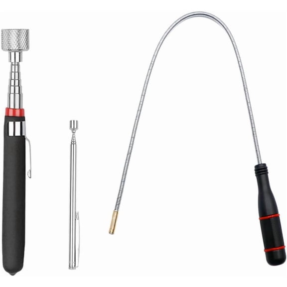 KitchenKey 3 Pack Telescoping Magnet Pick-up Tool Set - Retrieving Telescoping Magnet Pickup Tools，Extendable Magnetic Pick Up Tools，Bendable Spring Magnet Stick