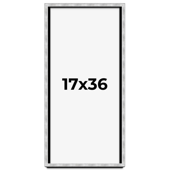 17x36 Frame Brushed Silver Solid Wood Picture Frame | 0.75 Inch Moulding Width | Rabbet Depth 0.75