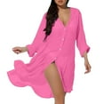 thumbnail image 2 of Women's Long Sleeve Beach Cover Up, UPF Sun Protection Hooded Cardigan, Bikini Cover Shirt for Swimming, Sports and Casual Wear Pink A, 2 of 6