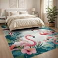 thumbnail image 3 of ODIKA 8'x10' Washable Area Rug Watercolor Leaves Botanical Frond Border Jungle Motif Exotic for Dining Room, Large Office, Lounge, Non-Slip Chair-Friendly Mat, 3 of 7