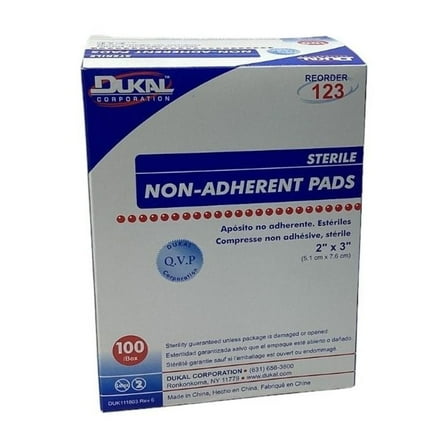 2"X3" White Non-Adherent Sterile Gauze Pads - 100 Pads/Box (10 Boxes) (MS-40525)