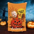 thumbnail image 1 of Personalized Orange Trick Pumpkin Baby Beach Towel, 1 of 3