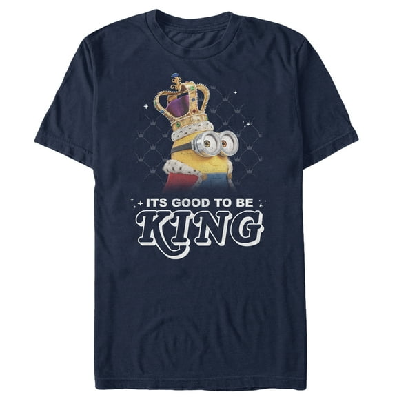 Men's Despicable Me Minion Good to Be King Graphic Tee Navy Blue Large