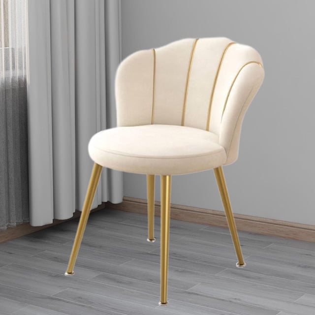 Sillón de tocador con asiento tapizado para dormitorio, salón de belleza, comedor Beige