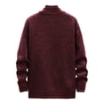 thumbnail image 4 of TOUMENY Men Sweater Long Sleeve Casual Half Zip Mock Neck Fleece Knit Pullover Solid Winter Warm Slim Fit Fashion Tops Wine M, 4 of 7