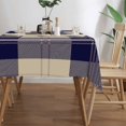 thumbnail image 4 of Khaki Navy Blue Tartan Plaid Rectangular Tablecloth 60"x86" with Lace Edge, Washable Durable Table Cover for Dining, Indoor Outdoor Home Restaurant Decor, 4 of 5