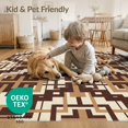 thumbnail image 4 of ODIKA 8'x10' Washable Area Rug Boho Cream Abstract Geometric Trellis Interwoven Print Beige for King Size Bedroom Under Bed, Master Suite, Non-Shedding, Easy Care, 4 of 7