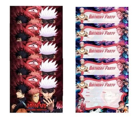 Jujutsu Kaisen Invitations Cards Stock Bulk Birthday Invite Fill-in Party Supplies Decorations for Boys Girls