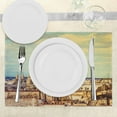 thumbnail image 3 of Ambesonne Eiffel Tower Place Mats Set of 4, Paris Cityscape, Standard Size, Almond Green Yellow, 3 of 6
