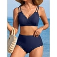 thumbnail image 6 of Bikini Sets for Women Scalloped Trim Swimsuits High Waisted Tummy Control Two Piece Bathing Suits 2025, 6 of 6