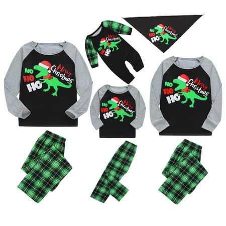 

Kupretty Matching Family Pajamas Sets Dinosaur Letter Printed PJs Xmas Loungewear Jammies Sleepwear for Adult Kid Baby