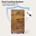 thumbnail image 3 of GALAXHERO 3 Drawer Filing Cabinet with Lock and Key, Rolling Wood File Cabinet for Home Office, Lockable Storage Drawers Fits Letter/A4, Rustic Brown, 3 of 9