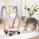thumbnail image 3 of Maleta transparente para mascotas de gran capacidad con ruedas | Maleta de viaje transpirable con ruedas para perros y gatos pequeños | Acampada, senderismo y paseos al aire libre | Asa plegable y, 3 of 5