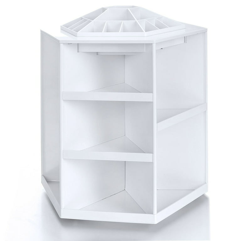 RAMFIYN white 360° Rotating Makeup Organizer, 5 Top Compartments