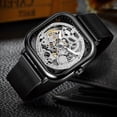 thumbnail image 3 of Reloj cuadrado de hombre mecánico de acero inoxidable esqueleto resistente al agua Irfora Mirar, 3 of 6
