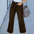 thumbnail image 4 of RYRJJ Wide Leg Jeans for Women Trendy High Waisted Flare Jeans Capris Stretchy Baggy Cropped Denim Pants with Patch Pockets(Coffee,M), 4 of 5