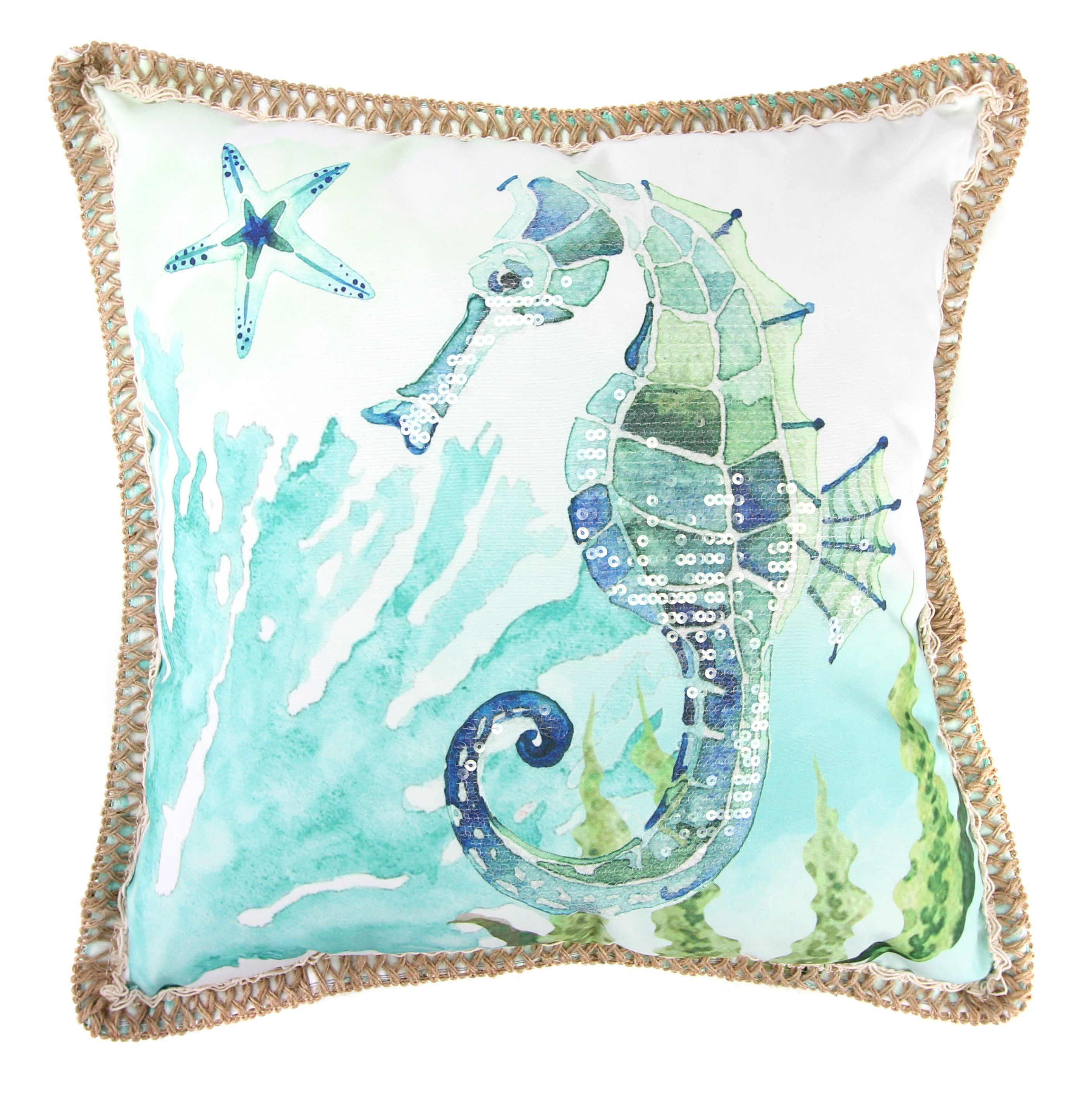 Sparkly Seahorse Sequins Print 18x18 Throw Pillow Walmart Com Walmart Com