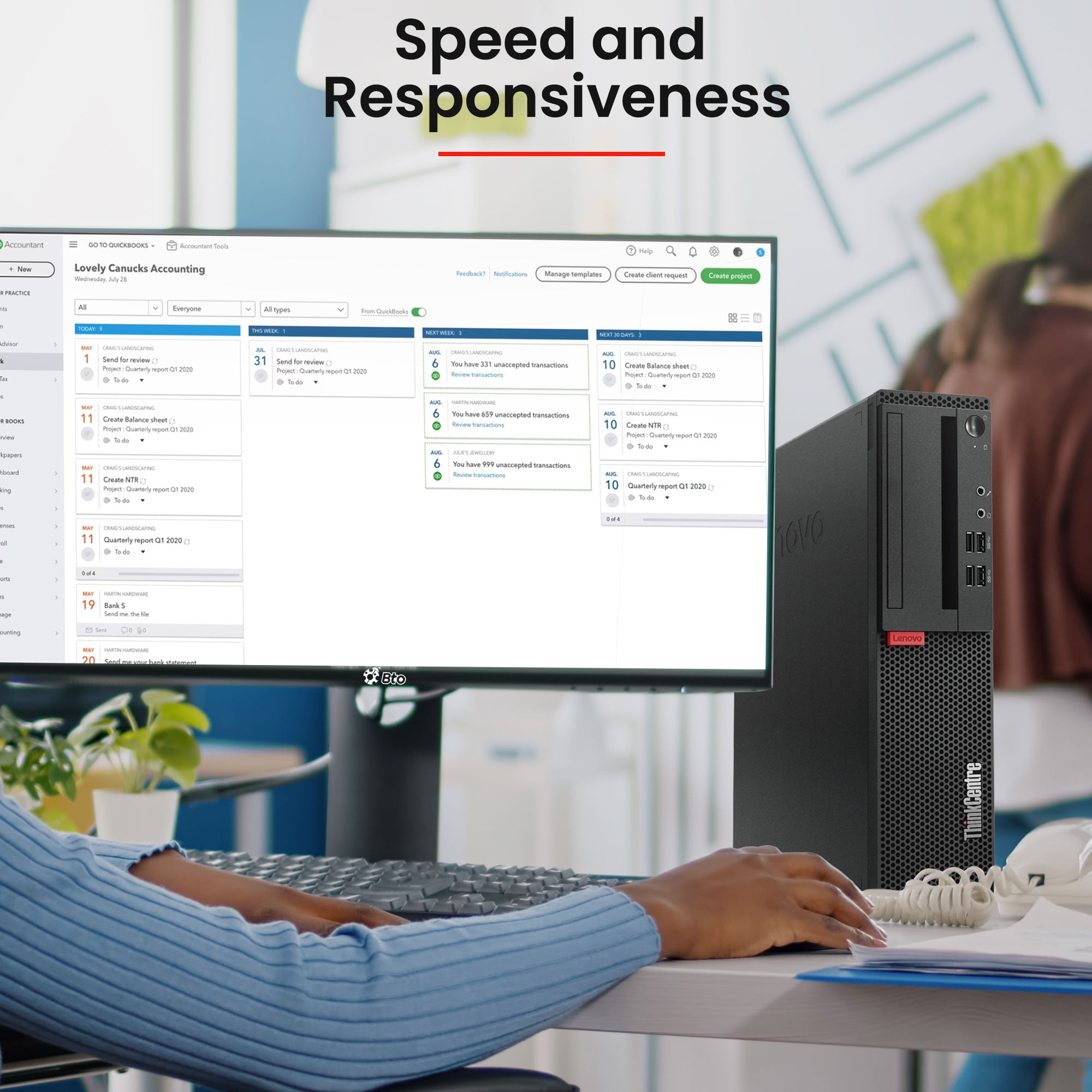 Restored Lenovo ThinkCentre Desktop PC Intel Core i5-6500, 32GB Ram, 2TB SSD 24" LED Monitor Screen, Built-in Wi-Fi, BTO Keyboard & Mouse, Windows 10 Professional (Refurbished)