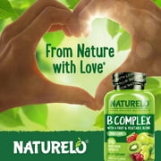 NATURELO Vitamin B Complex with Methyl B12, Methyl Folate, Vitamin B6, Biotin Plus Choline, CoQ10, and Fruit & Vegetable Blend - Supports Energy & Healthy Stress Response - Vegan - 240 Capsules