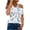 Multicolor, variant on Patlollav Women Summer Tops Sexy Print Regular Starpless Mesh Short Sleeve V Neck Top