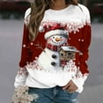 thumbnail image 2 of Women's Christmas Sweatshirts Casual Loose Xmas Snowman Printed Shirts Round Neck Long Sleeve Blouse Merry Christmas Capless Sweatshirt Pullover Top, 2 of 5