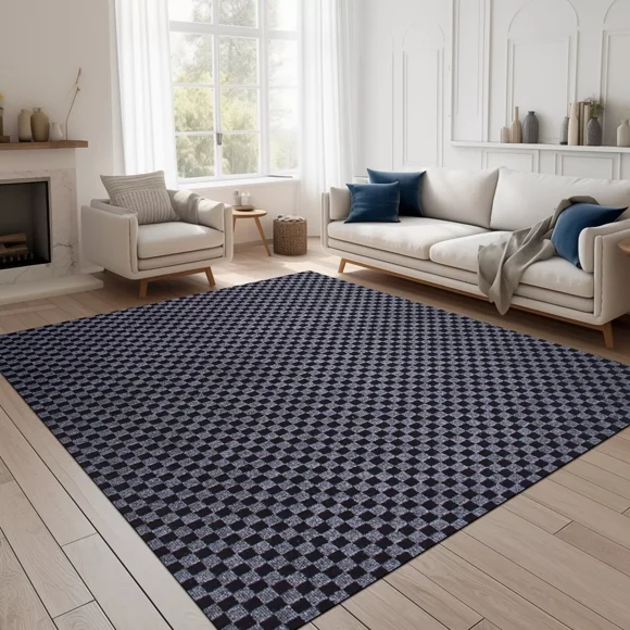 ANTPOP Tapis Coureur Antidérapant, Tapis d'Accent Lavables pour Couloir, Durable en Polypropylène, Intérieur/extérieur avec Endos en Caoutchouc pour Entrées, Cuisines, Chambres, 2 Pieds x 6 Pieds, Carreaux Gris
