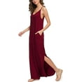 thumbnail image 2 of MLANM Women Summer Casual Dress Floral Loose Boho Dresses Cami Maxi Dresses with Pockets, L Wine Red, 2 of 7