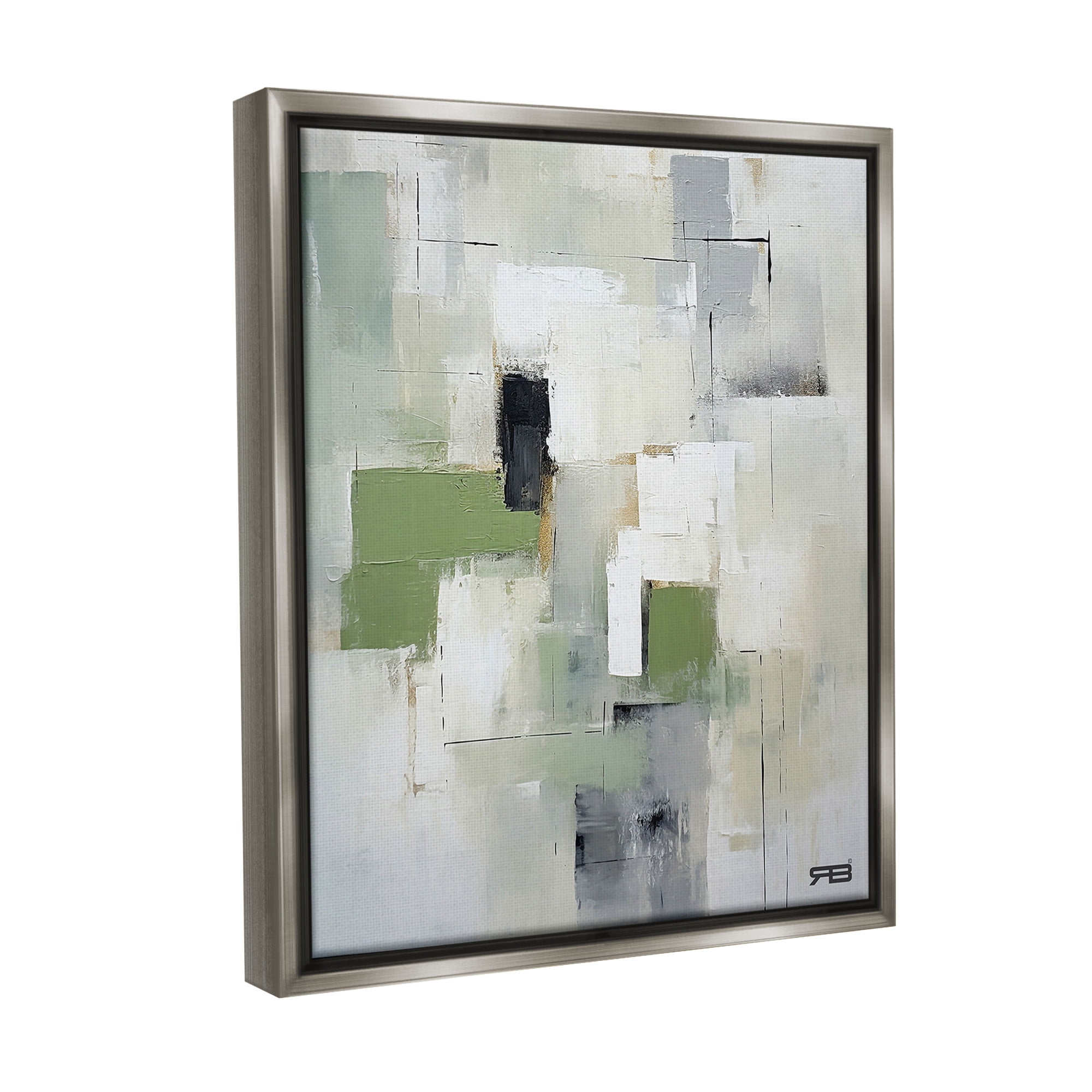 Stupell Industries Subtle Grey Shapes Abstract Painting Gray Floater Framed Canvas Art Print Wall Art, 25 x 31