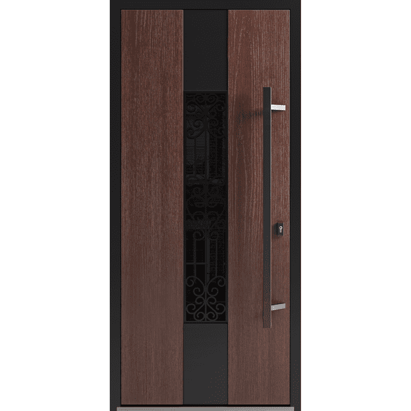 Front Exterior Prehung Steel Door / Ronex 1205 Bronze Oak / Entry Metal Modern Painted W36x80 Left-hand