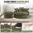 thumbnail image 5 of Aukfa 75" Oversized Round Chaise Lounge Chair with Half Moon Ottoman, Boneless Cloud Circle Deep Seat Sofa Set for Living Room, 5 Pillows, No Assembly Required, Olive, 5 of 8