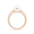 thumbnail image 2 of ANGARA Freshwater Cultured Pearl Ring with Diamond Collar in 14K Rose Gold for Women | June Birthstone, Birthday, Anniversary, Jewelry Gift for Women | Pearl Ring, 2 of 9