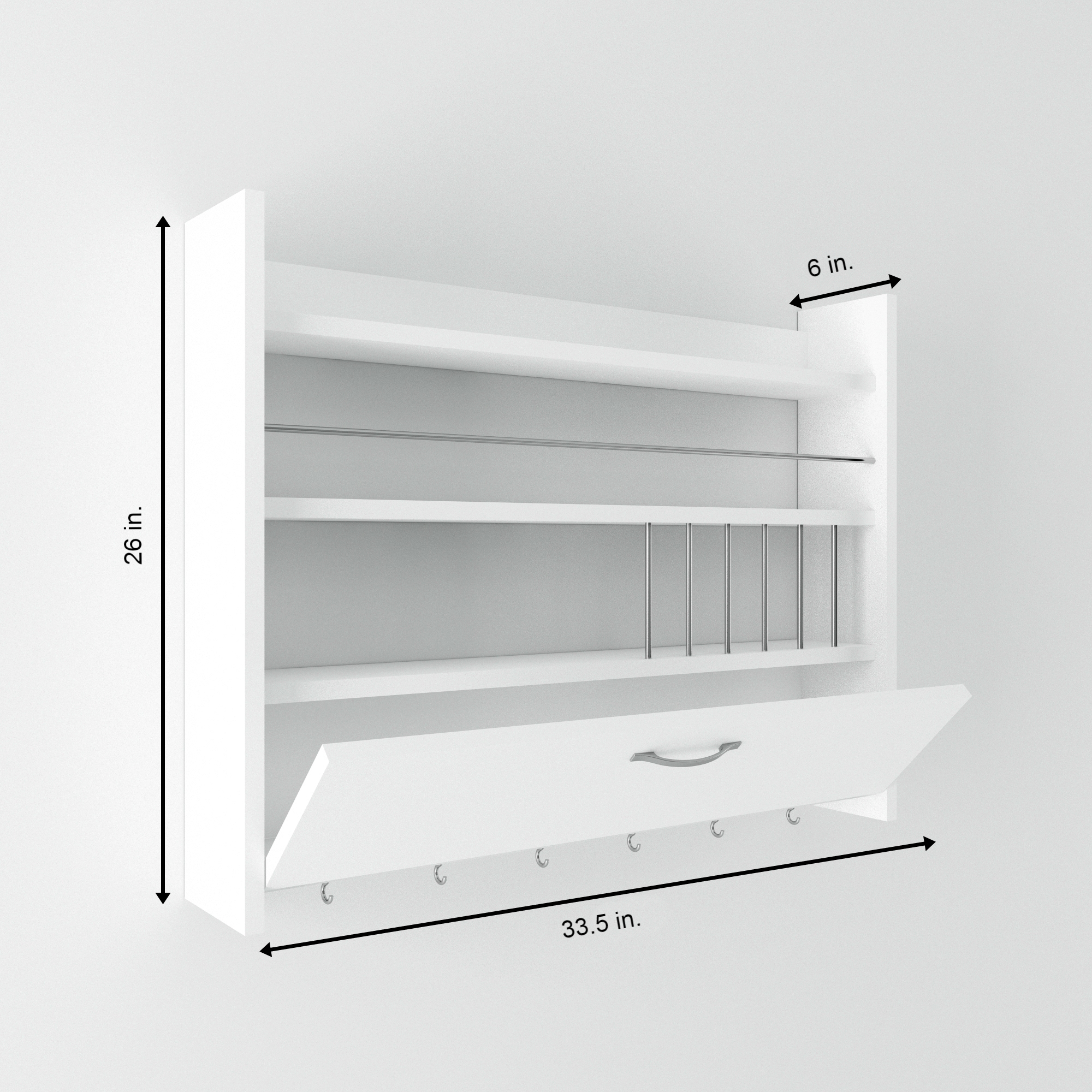 Ada Home Decor Furniture 3 Tier 33.5" White Knerr Modern Hanging Floating Shelves