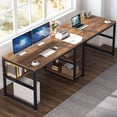 thumbnail image 4 of Tribesigns Two Person Desk with Bookshelf, 78.7 Computer Office Double Desk for Two Person with Shelf for Home Office (Brown), 4 of 7