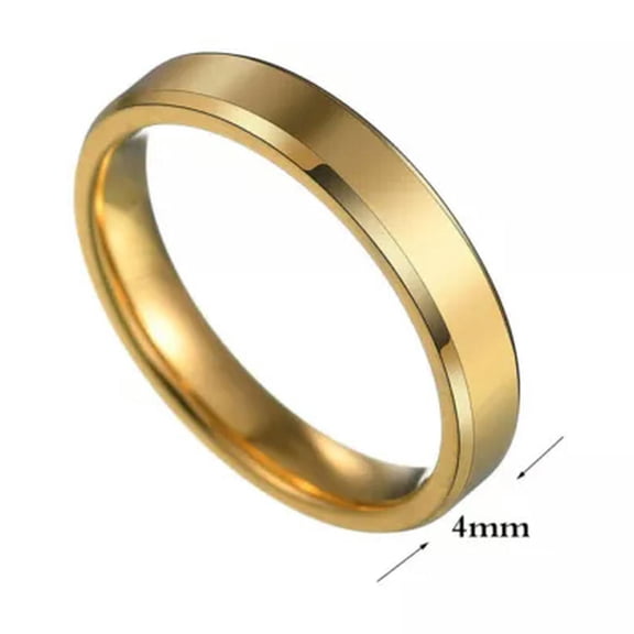 4mm Gold/Silver/Black Plating Bands Women's Titanium Steel Wedding Ring Size 5-9