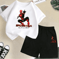 thumbnail image 4 of Conjunto de ropa de verano para niños y niñas con superhéroes, camiseta de manga corta de algodón y pantalones cortos, traje informal con estampado de Spider-Man, 4 of 5