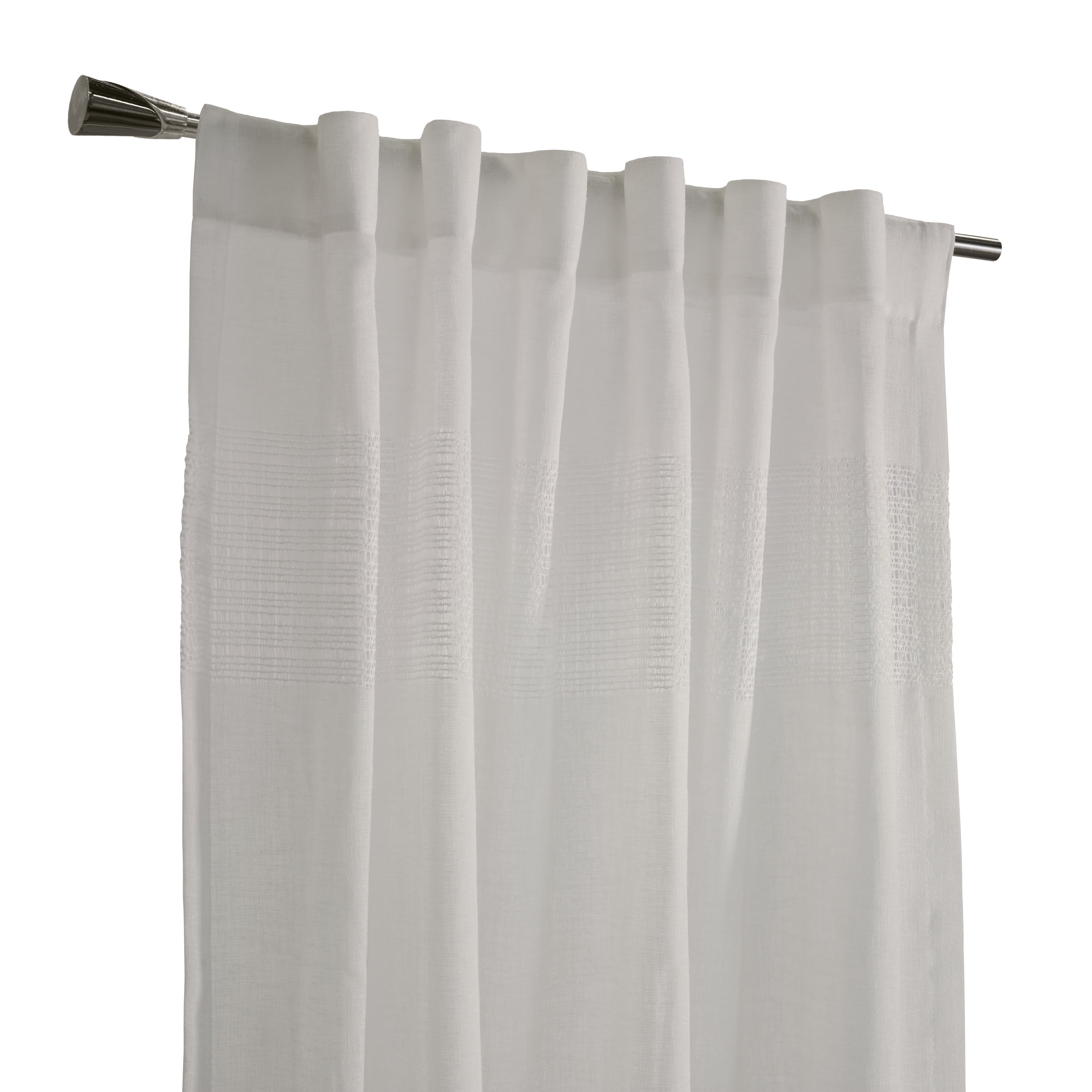 Leah Faux Linen Back Tab Curtain Panel 52" x 84" in White