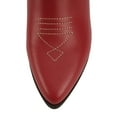 thumbnail image 5 of Soda Women Cowgirl Cowboy Western Stitched Ankle Boots Pointed Toe Short Booties High Top Blazing Red PU 6.5, 5 of 5