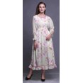 thumbnail image 2 of Bimba Tie-Dye Ladies Bishop Sleeve Round Neck Ruffle Maxi Smocked WaistDress-Small, 2 of 5