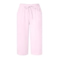 thumbnail image 3 of RUTAYY Women's Capri Pants Solid Color Straight Leg Casual High Waist Sports Loose Fit Daily Wear Travel Vacation Trousers, 3 of 5