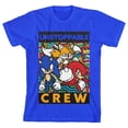 thumbnail image 4 of Bioworld Sonic The Hedgehog Unstoppable Crew Pop Dimension Graphic Youth Boys Royal Blue T-Shirt-Medium, 4 of 6