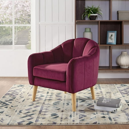 Living Room Armchair Velvet Fabric Barrel Back Design for Bedroom Reception Room Accent